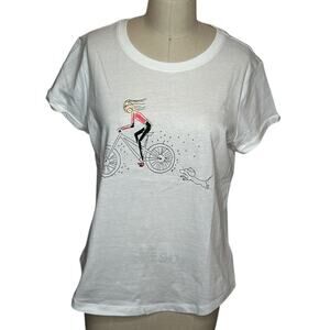 Bogner Fire + Ice Debra White Short Sleeve Graphic T-Shirt Women's Size L NWT